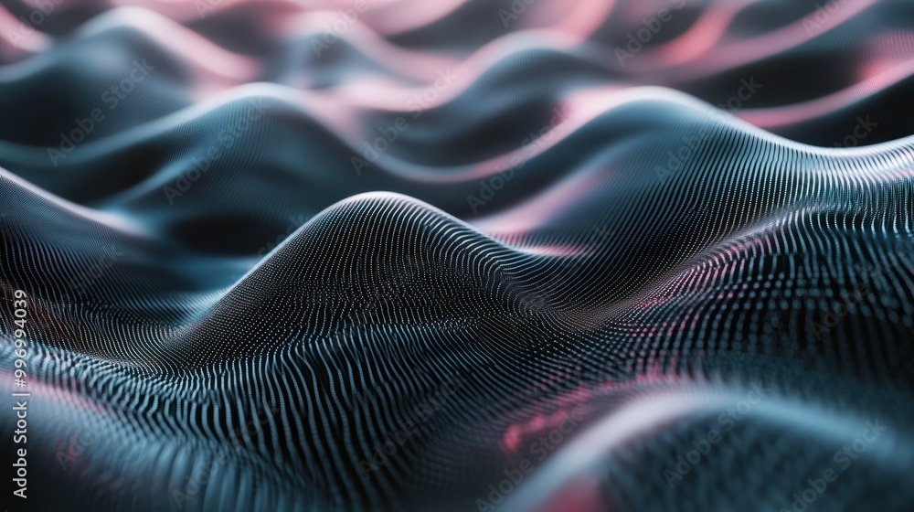 Poster wave grid abstract graphics,created with generative ai tecnology.