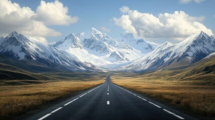 Fototapeta premium A road with a mountain range in the background