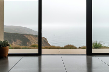 Sleek Aluminum Framed Door Overlooking a Breathtaking Seaview, Perfect for Relaxing and Unwinding