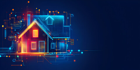Smart Home Automation Concept on Digital Background