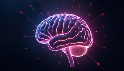 Fototapeta premium Brain Mesh Network Featuring Triangular Connections and Information Flow