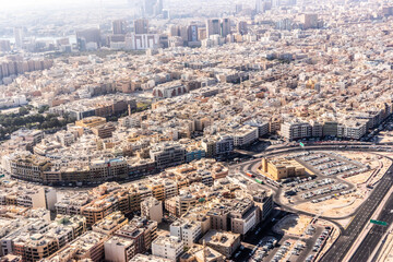 Aerial view of Deira in Dubai, United Arab Emirates