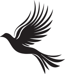 Obraz premium Minimalist Vector of a Bird Soaring with Flowing Elegant Wings