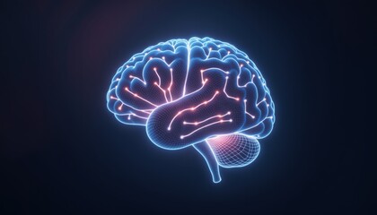 Obraz premium Futuristic Illustration of Human Brain Connectivity and Intelligence, Neural Networks in the Human Brain