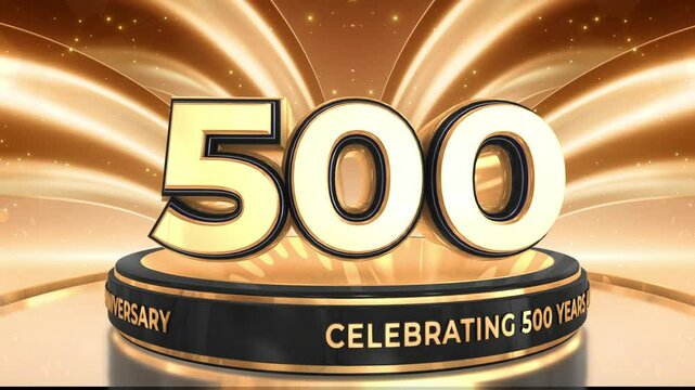 500 years, 500th anniversary video, backdrop, background, backdrop in 3D Metallic Gold