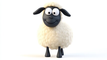 happy cute sheep cartoon character isolated on a white background.