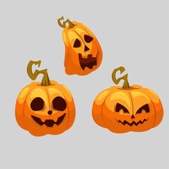 3 spooky pumpkin face for halloween