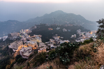 Evening aerial view of Fayfa town, Saudi Arabia