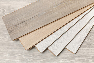 Laminate boards on floor, closeup