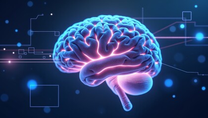 Glowing Futuristic Brain with Energetic Neural Connections