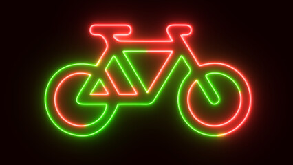 Neon glowing signboard with black background.