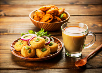 Indian platter with samosa, pakoras
