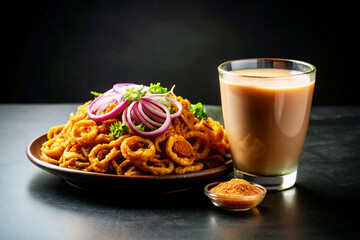 Indian platter with samosa, pakoras