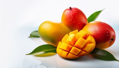 fresh mangoes on white background 3