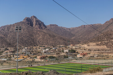 Soccer field in Wadi Al Ain village near Dhahran al Janub, Saudi Arabia