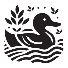 Graphic silhouette of a duck