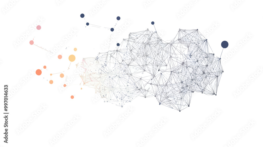 Poster abstract neural network dialogue cloud with starry background - minimalist vector illustration for a