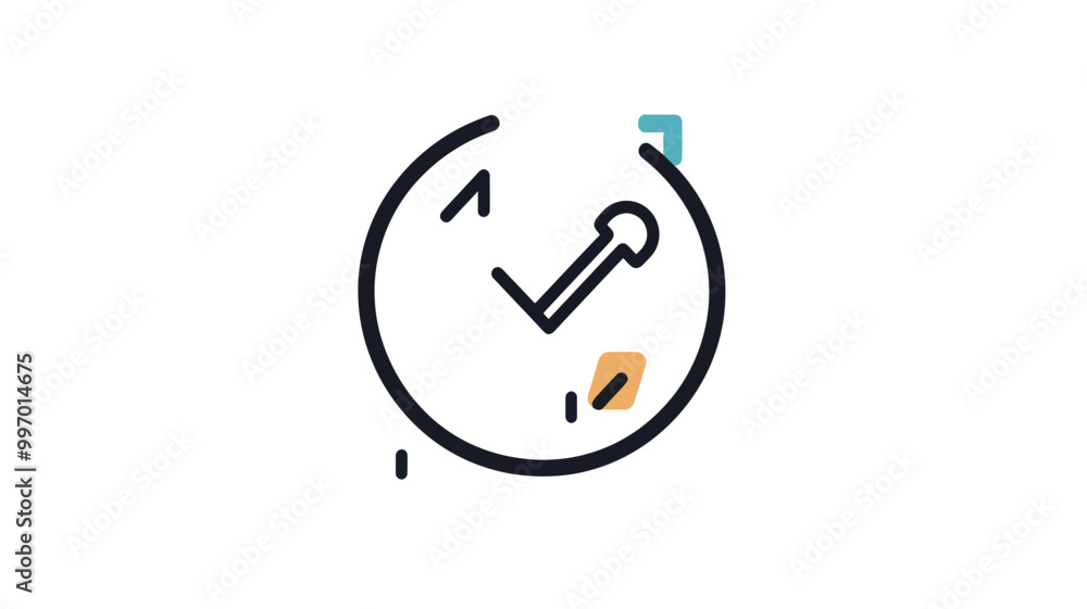 Poster modern trendy thin line clock icon representing time management and efficiency