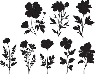 Set Flowers. Hand drawn vector illustration	