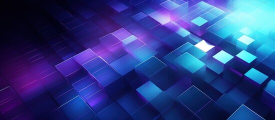 Abstract Geometric Background with Blue and Purple Cubes