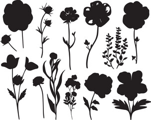 Set Flowers. Hand drawn vector illustration	