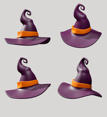 Set sombrero de bruja 3D