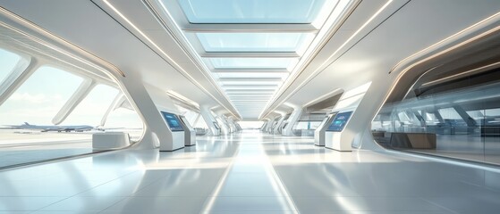 Obraz premium Futuristic Corridor: A sleek and modern hallway with a minimalist design