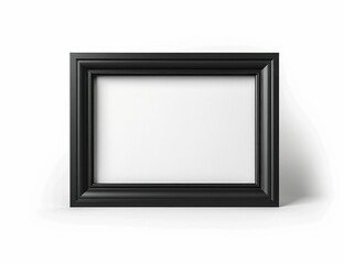 Empty black photo frame on a plain white background, perfect for showcasing art or photographs with a stylish touch