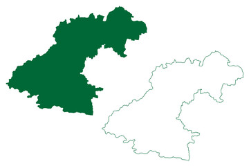 Obraz premium Ratlam district (Madhya Pradesh State, Ujjain division, Republic of India) map vector illustration, scribble sketch Ratlam map