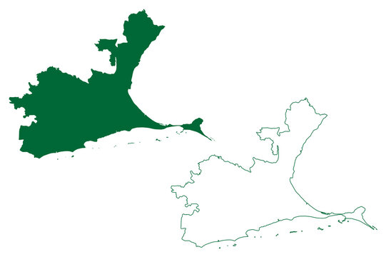Ramanathapuram district (Tamil Nadu State, Republic of India) map vector illustration, scribble sketch Ramnad map