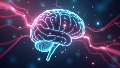 Conceptual Illustration of AI Neural Connections in Human Brain