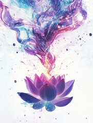 Fototapeta premium Flyer design with a purple lotus flower, AI generated