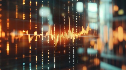 Vibrant Financial Data Visualization with Glowing Lights