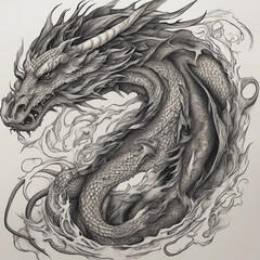 Obraz premium textured dragon tattoo illustration