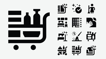 Hotel Room Cleaning Solid Icon