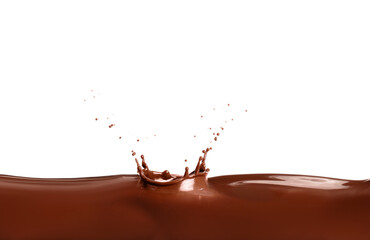 Splash of sweet hot chocolate isolated on white