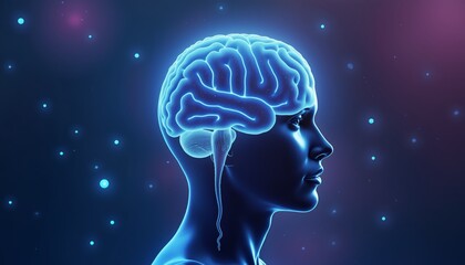 Obraz premium Conceptual Illustration of AI Neural Connections in Human Brain