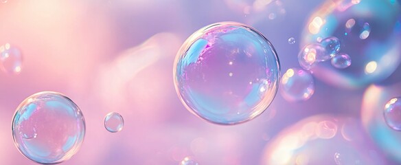 Magical Floating Bubbles with Pastel Bokeh Background