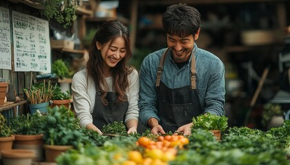 Retirement Planning: Building Your Future Today, An idyllic setting of a couple happily gardening in their backyard, 