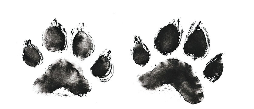 Two black paw prints on a white background