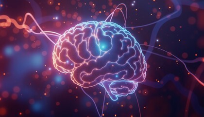 Futuristic Brain Network with Triangular Connections and AI Elements,