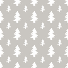 Seamless New Year and Christmas print pattern wallpaper background with decorative fir trees vector illustration winter minimalism picture	