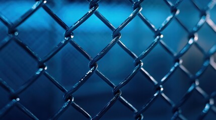 Fototapeta premium A close up of a chain link fence with a blue background