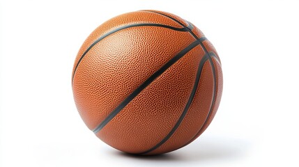 A basketball isolated on a white background, with a clipping path to remove the background. The basketball is in full depth of field, so all parts of it are in focus.