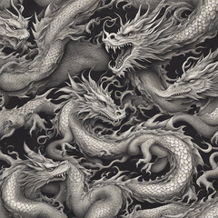 Obraz premium textured dragon tattoo illustration