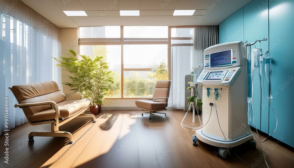 Wall mural interior of a hospital room