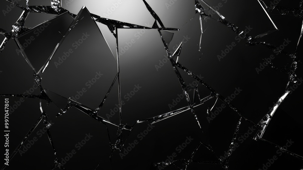 Poster intricate 3d abstract artwork of a cracked dark mirror with a distinctive background design
