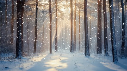 Winter Forest Landscape Covered in Snow