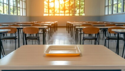 Close-Up Of Empty School Lunch Tray
