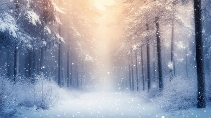 Winter Forest Landscape Covered in Snow